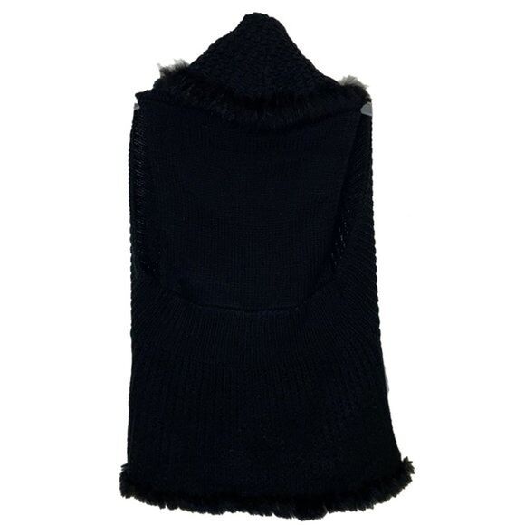 Love Token Knit Black Sweater Vest Shrug Trimmed in Rabbit Fur Womens Size XS - Picture 4 of 12